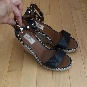 Valentino Garavani Rockstud Espadrille Wedge Sandal